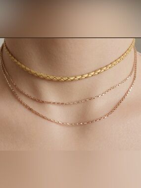 Vanessa Mooney Gold Tone Braided Choker & Gold tone Layered Chains Necklace Set